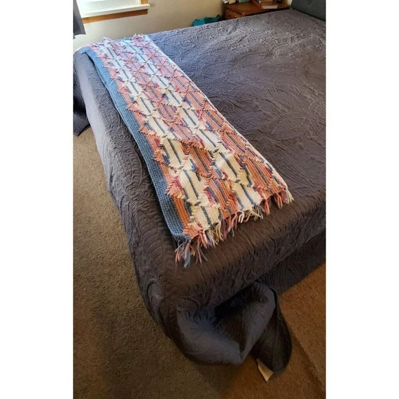 Crocheted Afghan Blanket Throw Handmade 63x48 Inches Granny Cottage Core - Picture 7 of 9